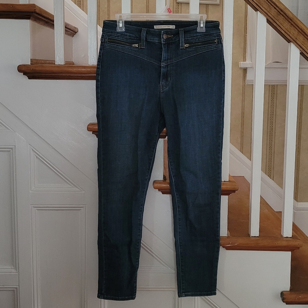 LEVI'S 721 Scuplt Cotton High Rise Skinny Ankle Cotton Blue Jeans Size 30